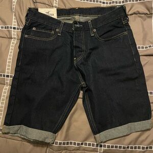 Hollister Men's Dark Blue Jean Shorts